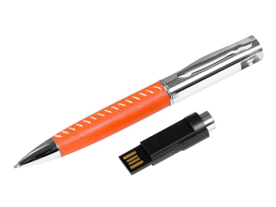 USB 2.0- флешка на 8 Гб в виде ручки с мини чипом, оранжевый/серебристый
