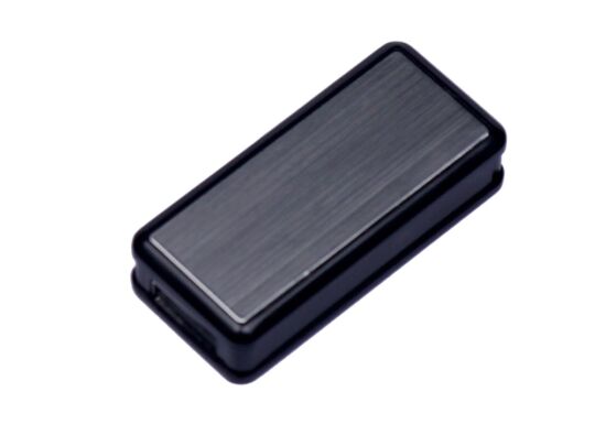 USB 2.0- флешка промо на 4 Гб прямоугольной формы, выдвижной механизм, черный