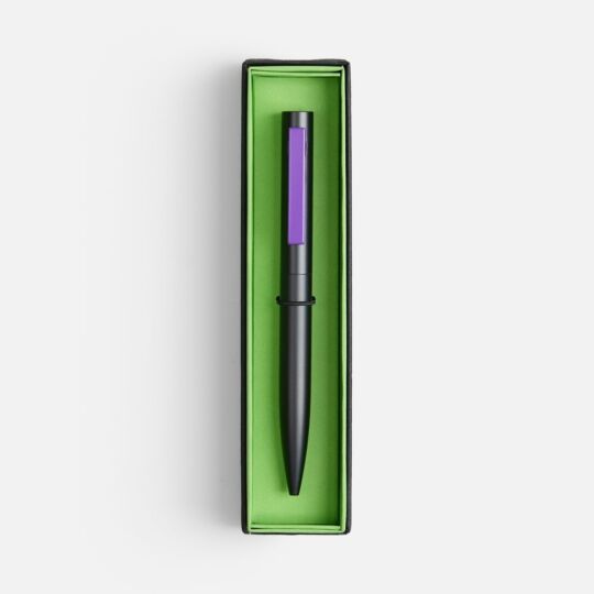 Ручка шариковая Inkolor в футляре, черная с фиолетовым